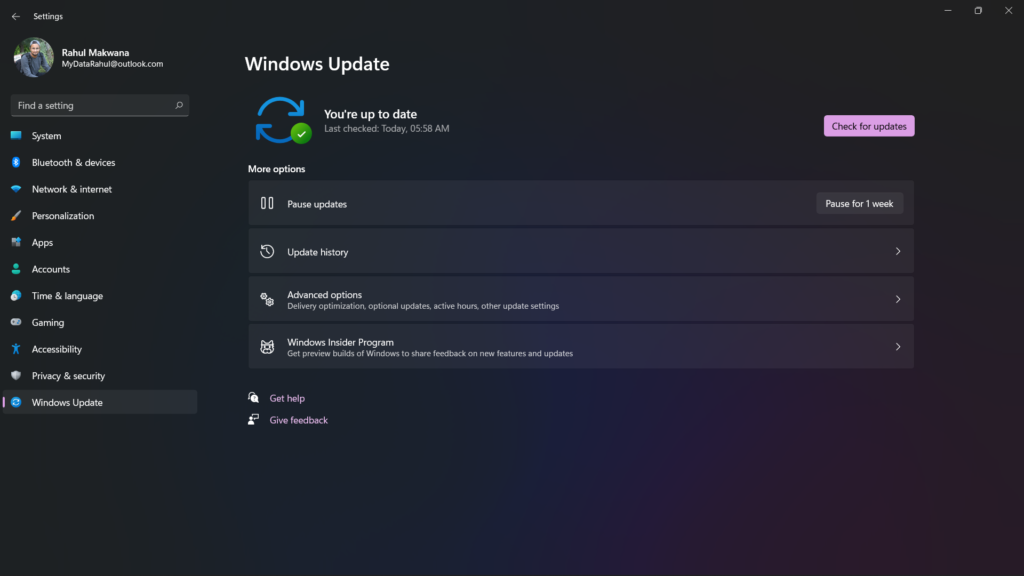 Windows 11 Update setting