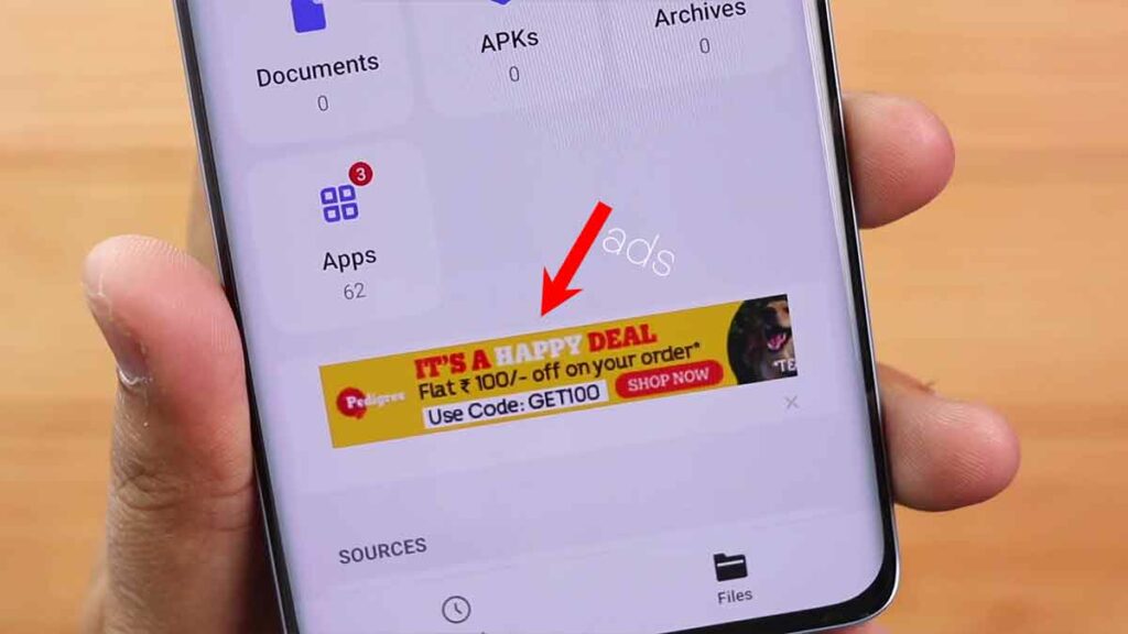 RealMe 10 Pro Plus 5G Ads in the File Manager