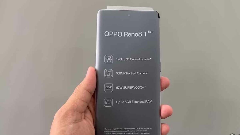 OPPO Reno 8T 5G India Retail Box Packaging