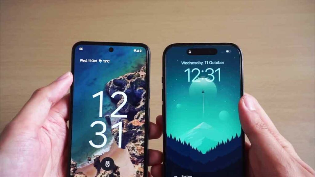Google Pixel 8 and iPhone 16 Front Display